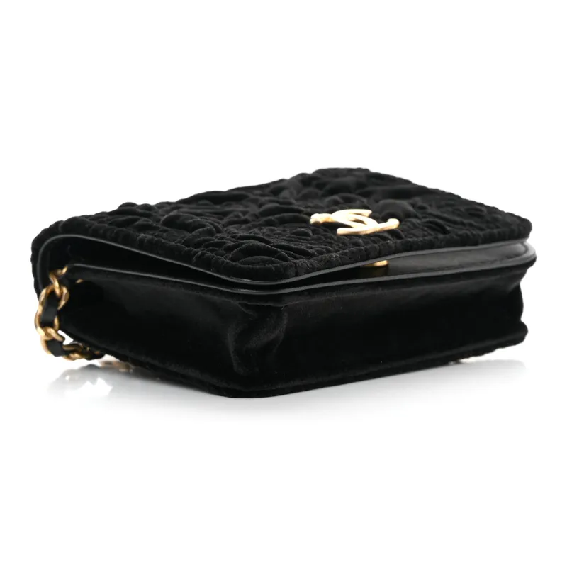 CHANEL WOC Velour Crossbody Bag, Shoulder Bag Women's Black-2