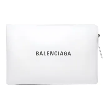 Balenciaga Natural Grained Calfskin Clutch Large Size Women's White
