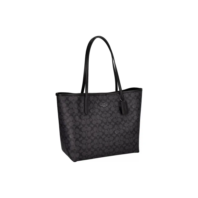 COACH City Artificial Leather Tote Bag, Shopping Bag, Handbag Large Size Women's Charcoal Black-1