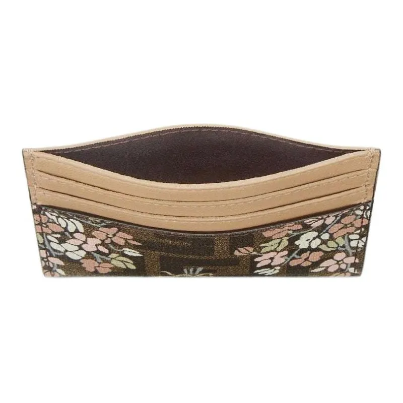 FENDI ROMA PU Polyurethane Card Holder Women's Brown-2