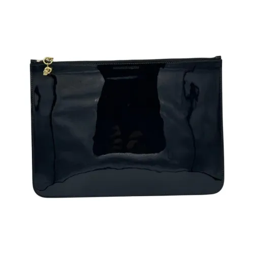 Alexander McQueen Patent Leather Clutch Large Size Women's Dark Marine Blue