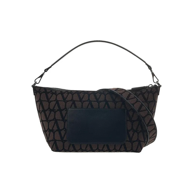 Valentino Cotton One Shoulder Handbag Women's Chocolate Brown-2