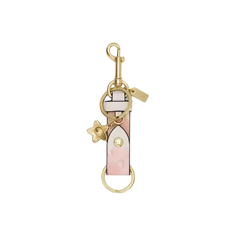 COACH Canvas Leather Keychains Women's Pink-0