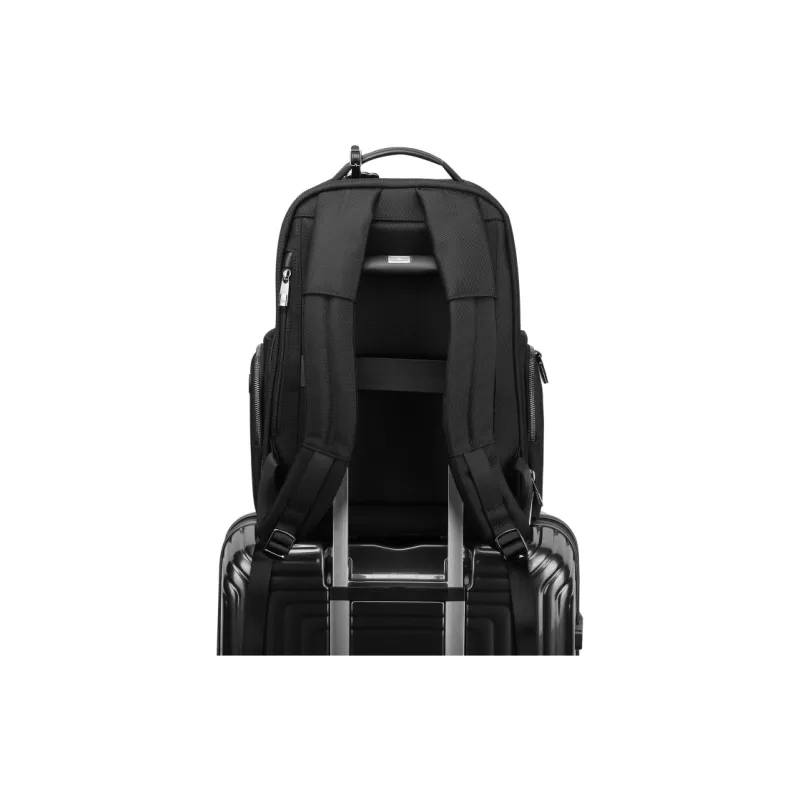 SAMSONITE Antibacterial Fabric Cow Leather Patchwork Student Travel Backpack Regular Unisex Black-2