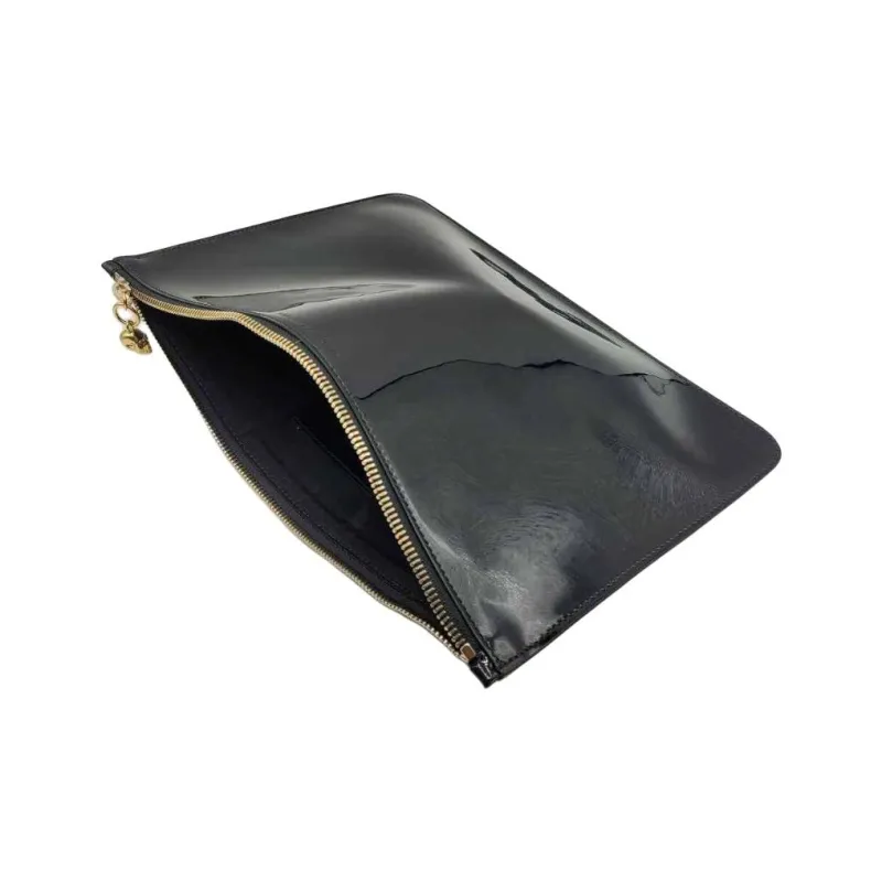 Alexander McQueen Patent Leather Clutch Large Size Women's Black-2