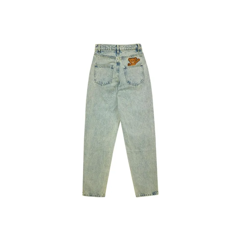 LALABOBO Jeans Women's Light Blue White-1
