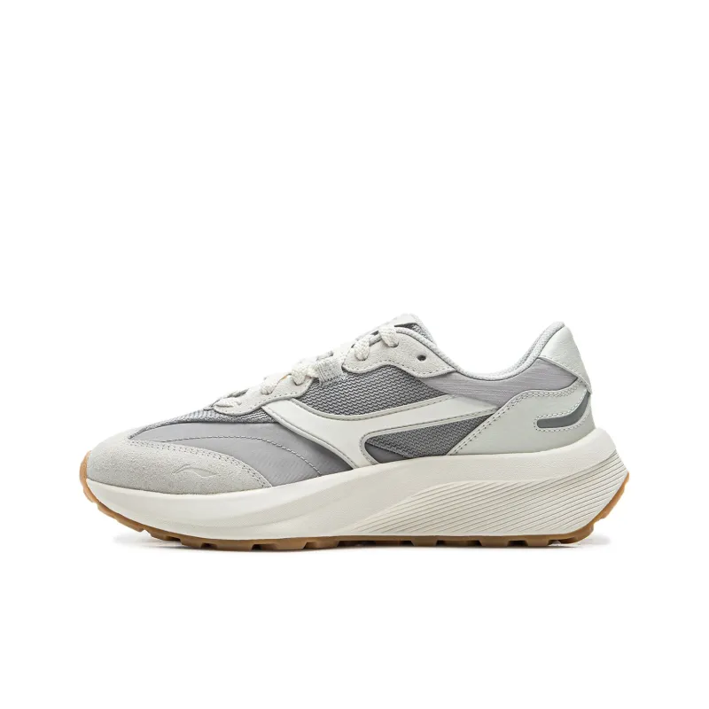 LiNing Cushioning Anti Slip And Wear Resistant Support Low Top Casual Shoes Women's White Gray-0