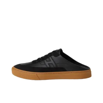 HERMES Closed Toe Slippers Men's Black Brown