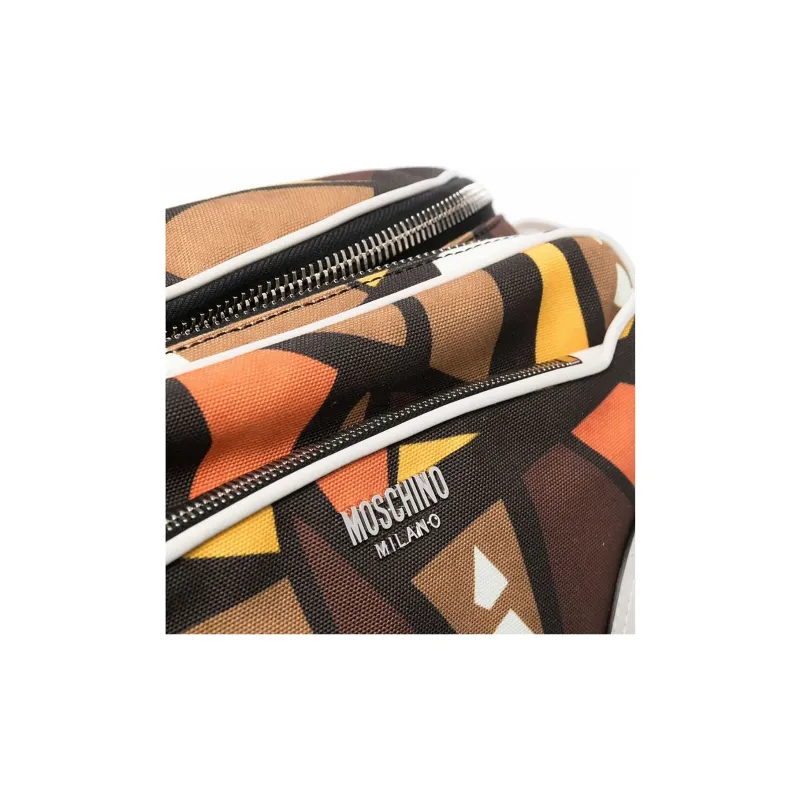 MOSCHINO Polyester One Shoulder Crossbody Fanny Pack Men's Umber-4