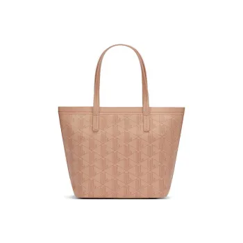 LACOSTE PVC Tote Bag Shopping Bag Handbag Shoulder Bag Medium Size Women's Pink & Dark Red