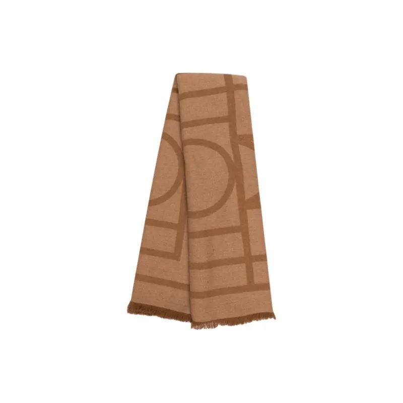 TOTEME Monogram Printed Fringed-Edge Scarf-1
