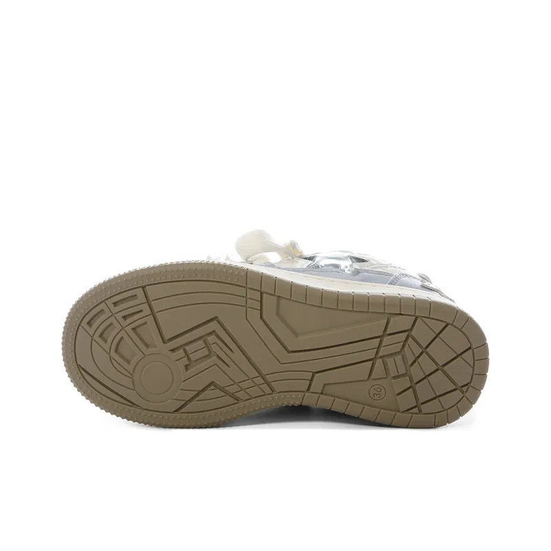 Lovely You Lightweight Low-Top Skateboard Shoes Women's Beige Silver-10