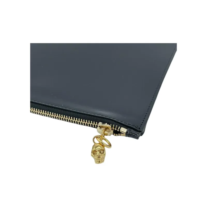 Alexander McQueen Patent Leather Clutch Large Size Women's Dark Marine Blue-5