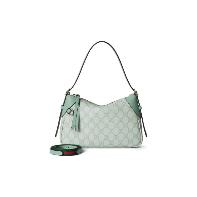 GUCCI GG Emblem Coated Fabric Shoulder Bag Small Size Women's Gray Green-1
