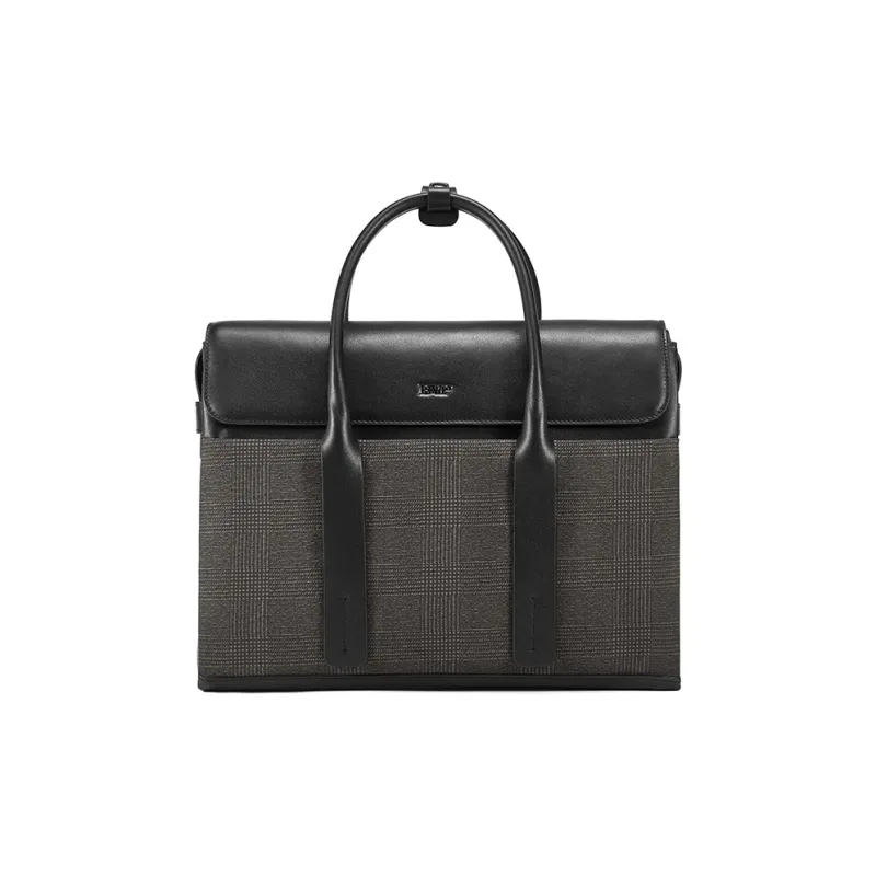 BVP Cow Leather Business Casual Men's Briefcase Handbag Small Size Men's Gray/Black-1