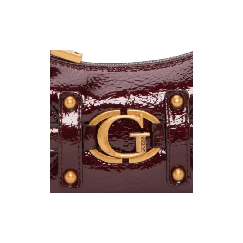 GUESS Artificial Leather Baguette Bag Shoulder Bag Medium Size Women's Red Brown-4