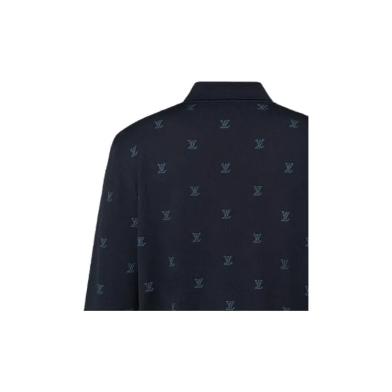 LOUIS VUITTON Wool Silk And Cashmere Blend Long Sleeve Lv Blason Polo-4
