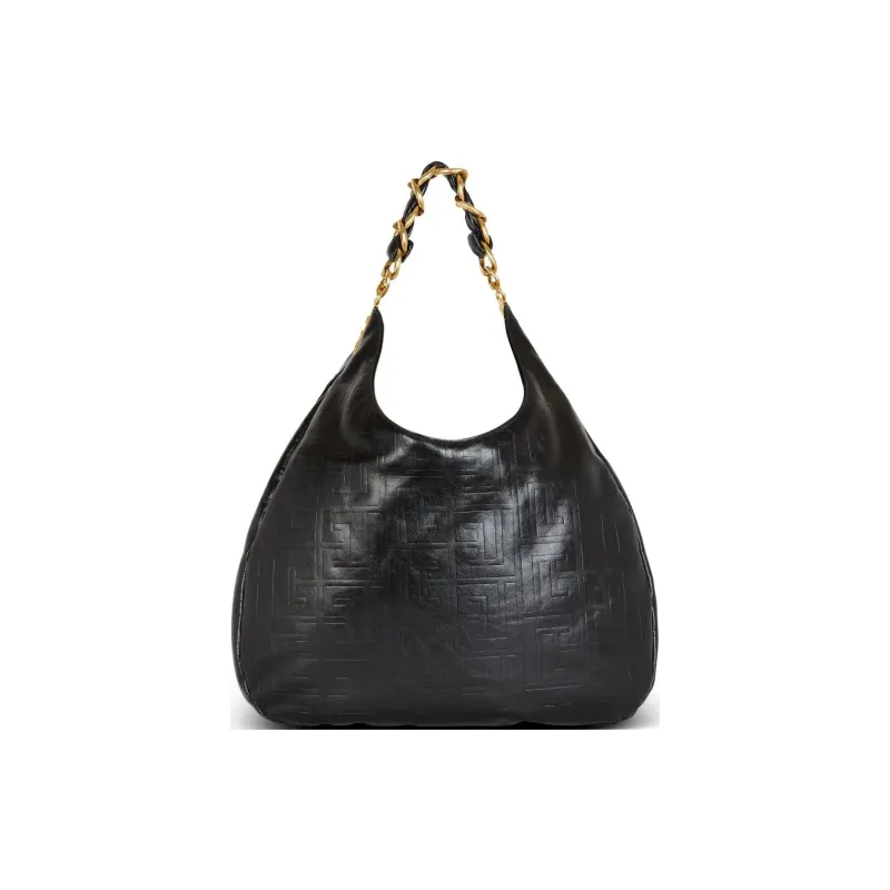 BALMAIN Calfskin Shoulder Bag Women's Black-2