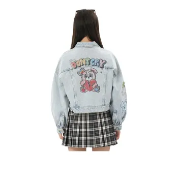 LALABOBO Denim Jacket Women's Medium Blue White