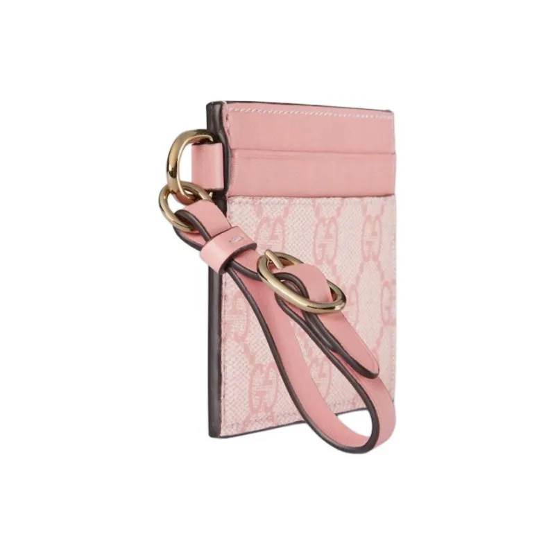 GUCCI GG Emblem Coated Fabric Card Holder Women's Light Pink-1