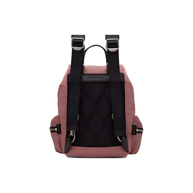 Burberry Calfskin With Nylon Backpack Small Size Women's Pink Bean Color-2