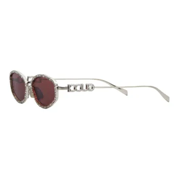 GUCCI Metal Crystal Irregular Shape Sunglasses Unisex Gold