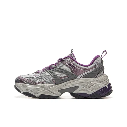 LiNing Red Sugar 2 Height Increasing Anti-Slip And Wear-Resistant Low-Top Casual Shoes Women's Gray Purple