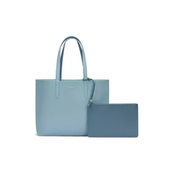 LACOSTE PVC Tote Bag, Shopping Bag, Handbag, Shoulder Bag Large Size Women's Light Blue & Gray Blue