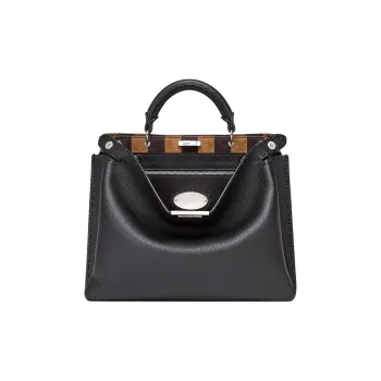 FENDI Peekaboo Calfskin Shoulder Bag, Crossbody Bag, Handbag Medium Size Men's Black