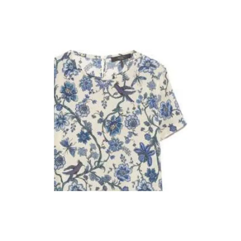 WEEKEND MaxMara Revere Collection Printed Silk T Shirt Dress Short Sleeved Dress Women's Light Blue-3