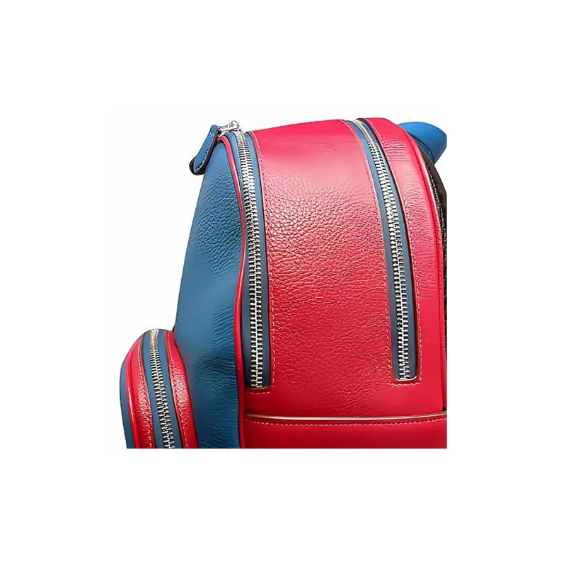 COACH Court Refined Pebbled Leather Backpack Large Size Women's Silver Crown Blue Raven With Black Red Bird-3