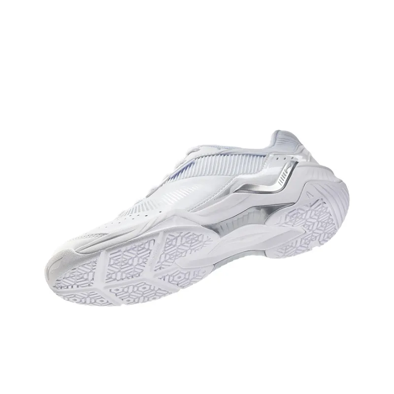 LiNing Cushioned Slip-Resistant Breathable Low-Top Badminton Shoes Unisex White Silver-5