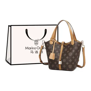 Marino Orlandi Synthetic Leather Bucket Bag Handbag Basket Bag Regular Women's Ecru/Coffee