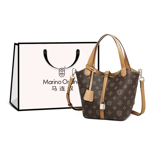Marino Orlandi Synthetic Leather Bucket Bag Handbag Basket Bag Regular Women's Ecru/Coffee
