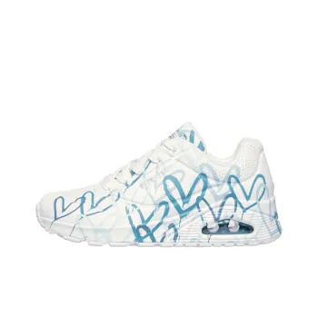 JGoldcrown x Skechers Uno Anti Slip Wear Resistant Low Top Casual Shoes Women's White Blue