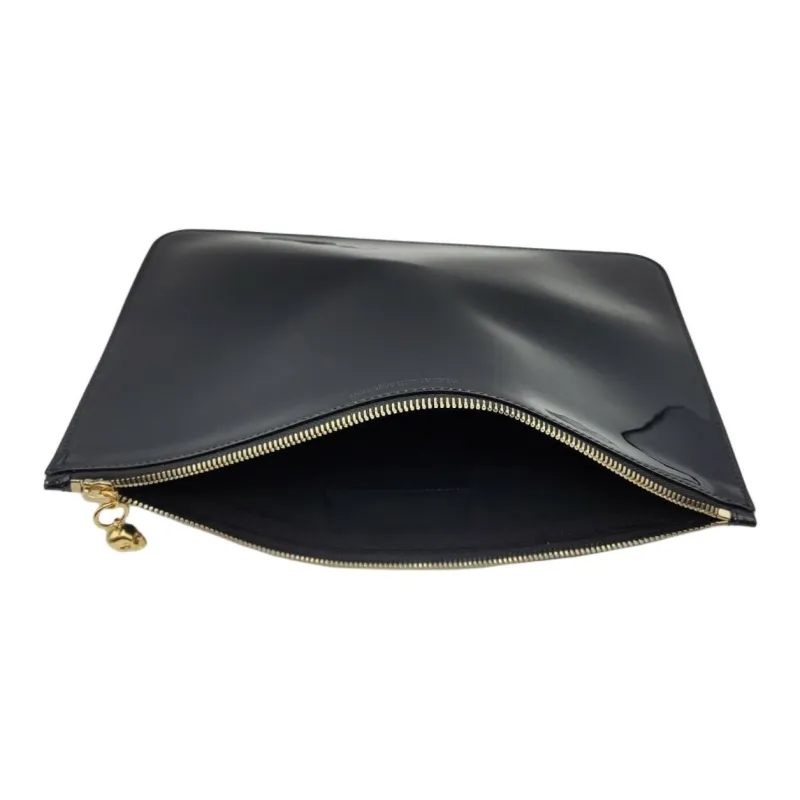 Alexander McQueen Patent Leather Clutch Large Size Women's Dark Marine Blue-2