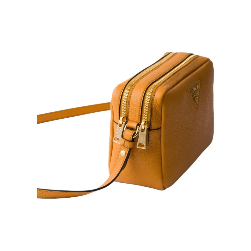 PRADA Leather Camera Bag, Crossbody Bag, Shoulder Bag Trumpets Women's Amber Yellow-2