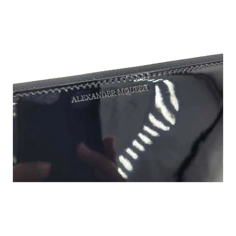 Alexander McQueen Patent Leather Clutch Large Size Women's Black-6