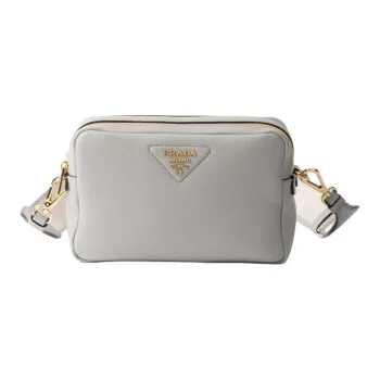PRADA Leather Shoulder Bag Small Size Women's Gray
