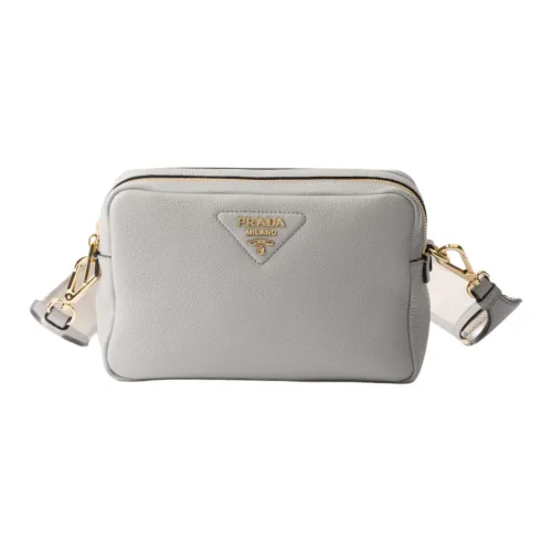 PRADA Leather Shoulder Bag Small Size Women's Gray