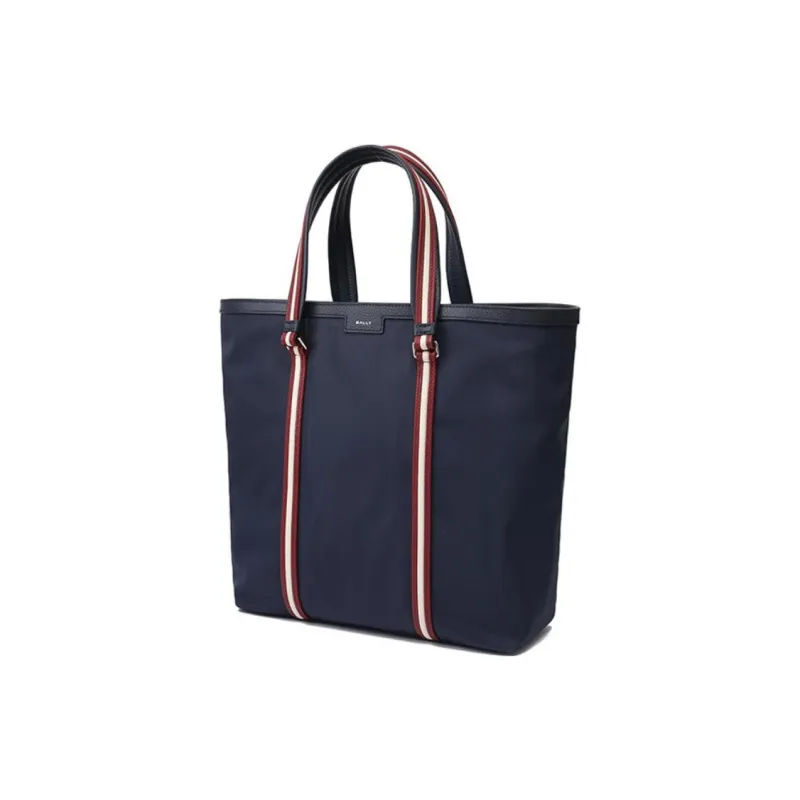 BALLY Fabric Tote Bag, Shopping Bag, Handbag Medium Size Unisex Midnight Blue Red White-1