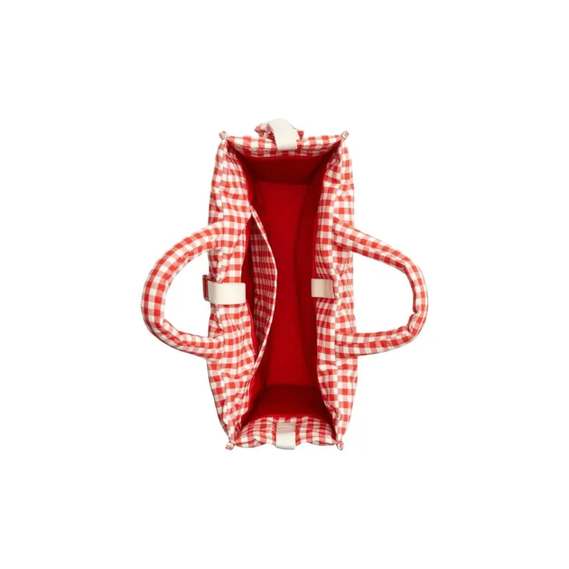 Coachtopia Fabric Tote Bag, Shopping Bag, Shoulder Bag, Handbag Tubas Women's Red & White Checkered-3
