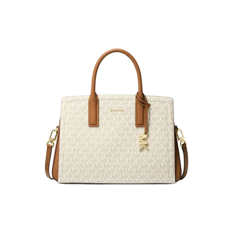MICHAEL KORS Artificial Leather One Shoulder Handbag Medium Size Women's Vanilla White & Acorn Brown-0