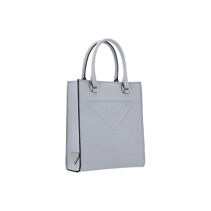 PRADA Leather Tote Bag Shopping Bag Small Size Women's Blue-1