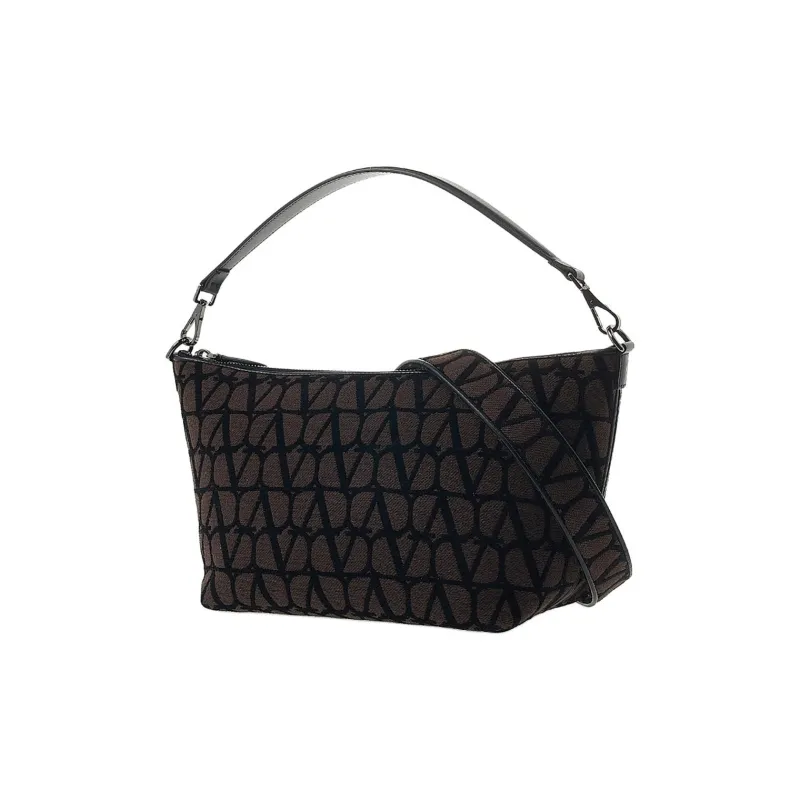 Valentino Cotton One Shoulder Handbag Women's Chocolate Brown-1