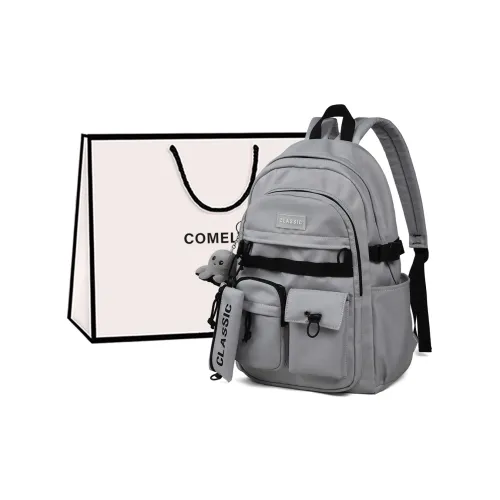 COMELY Fabric Women's Backpack Laptop Bag Regular Unisex Gray