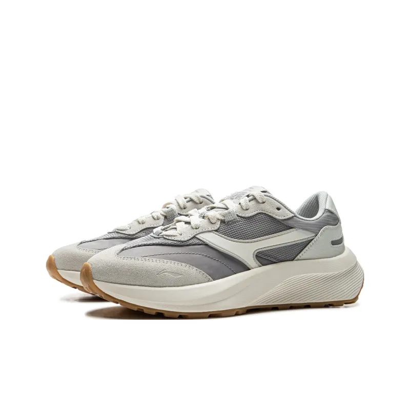 LiNing Cushioning Anti Slip And Wear Resistant Support Low Top Casual Shoes Women's White Gray-2