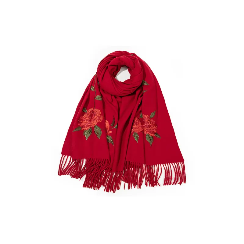 Shanghai Story Sheep Wool Knit Scarves Women's 3 Colors Available For Selection-15
