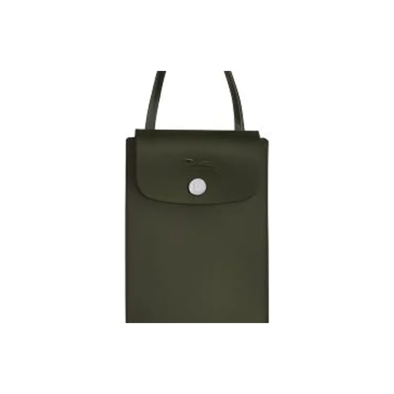 LONGCHAMP Le Pliage Green Cow Leather Shoulder Bag Crossbody Bag Cell Phone Pouch Men's Forest Green-3