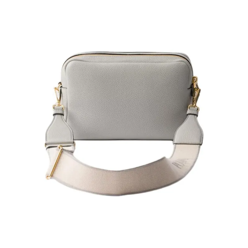 PRADA Leather Shoulder Bag Trumpets Women's Gray-3